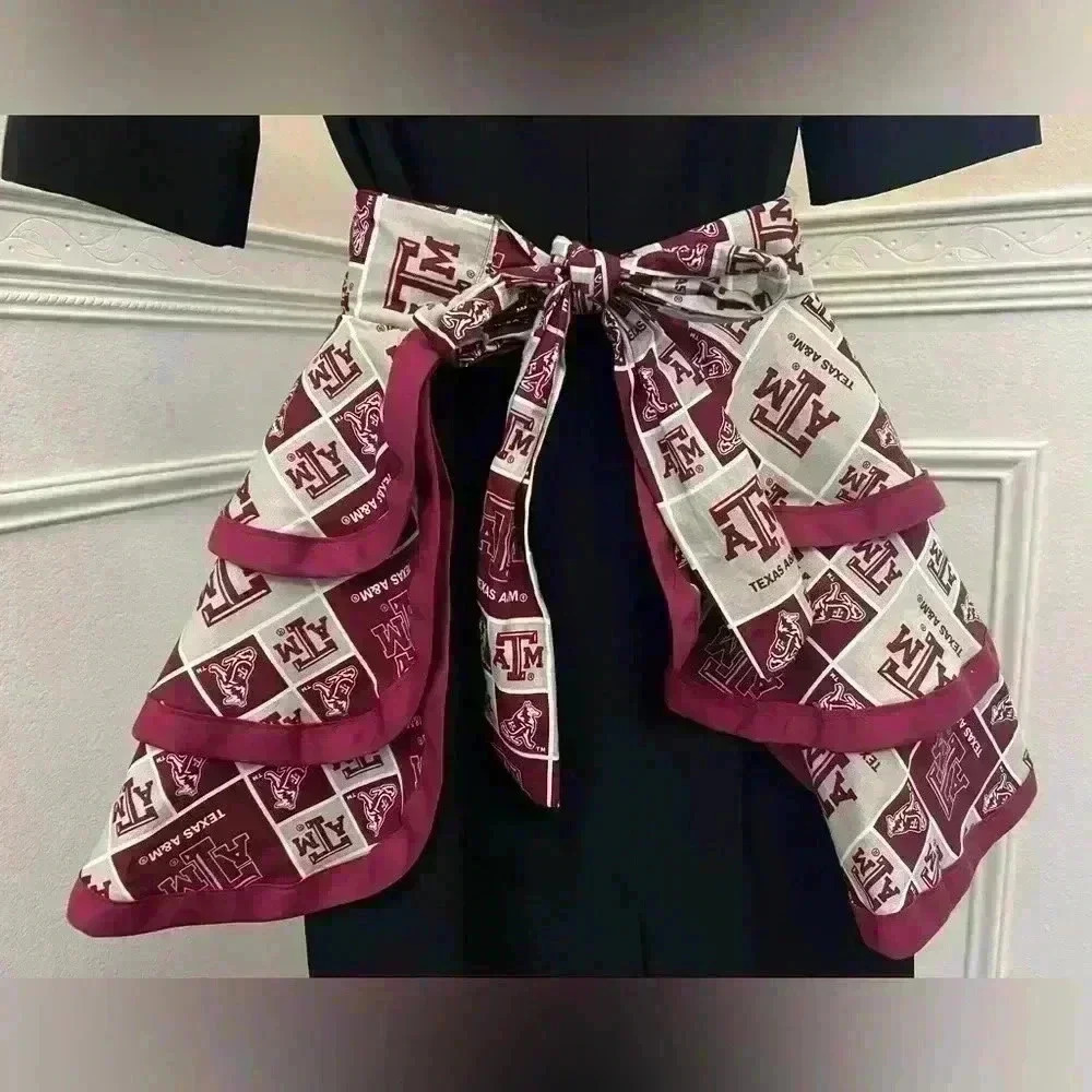 Handmade Texas A&M Ruffle Apron Skirt with Bow | Aggie Game Day Fan Gear - Picture 2 of 2